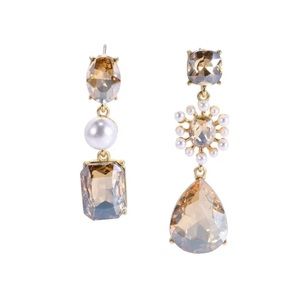 Fashion colorful pearl rhinestones pendant stud earrings